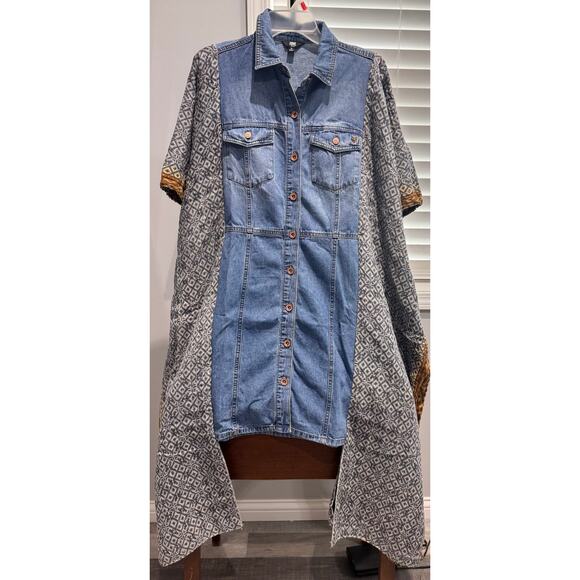 Denim and Kantha Upcycle Dress One-Size fits S-3X - Picture 1 of 1